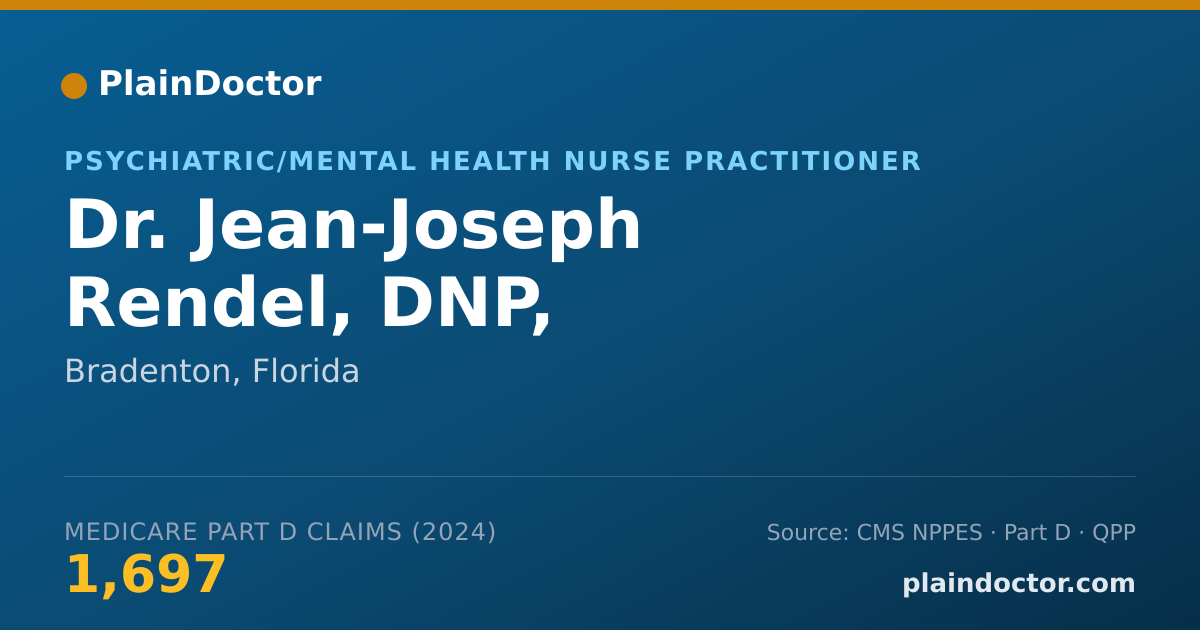 Shareable card for Jean-Joseph Rendel, DNP, FNP-BC,PMHNP-BC - Psychiatric/Mental Health Nurse Practitioner, Bradenton, FL