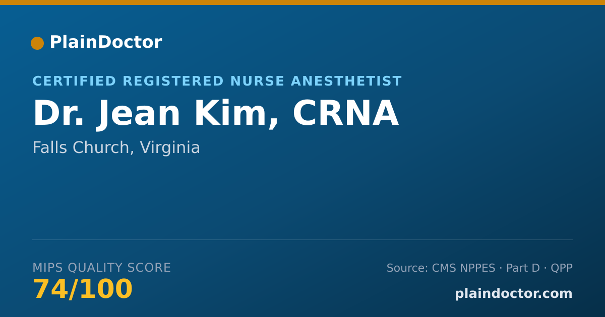 Shareable card for Jean Kim, CRNA - Certified Registered Nurse Anesthetist, Falls Church, VA