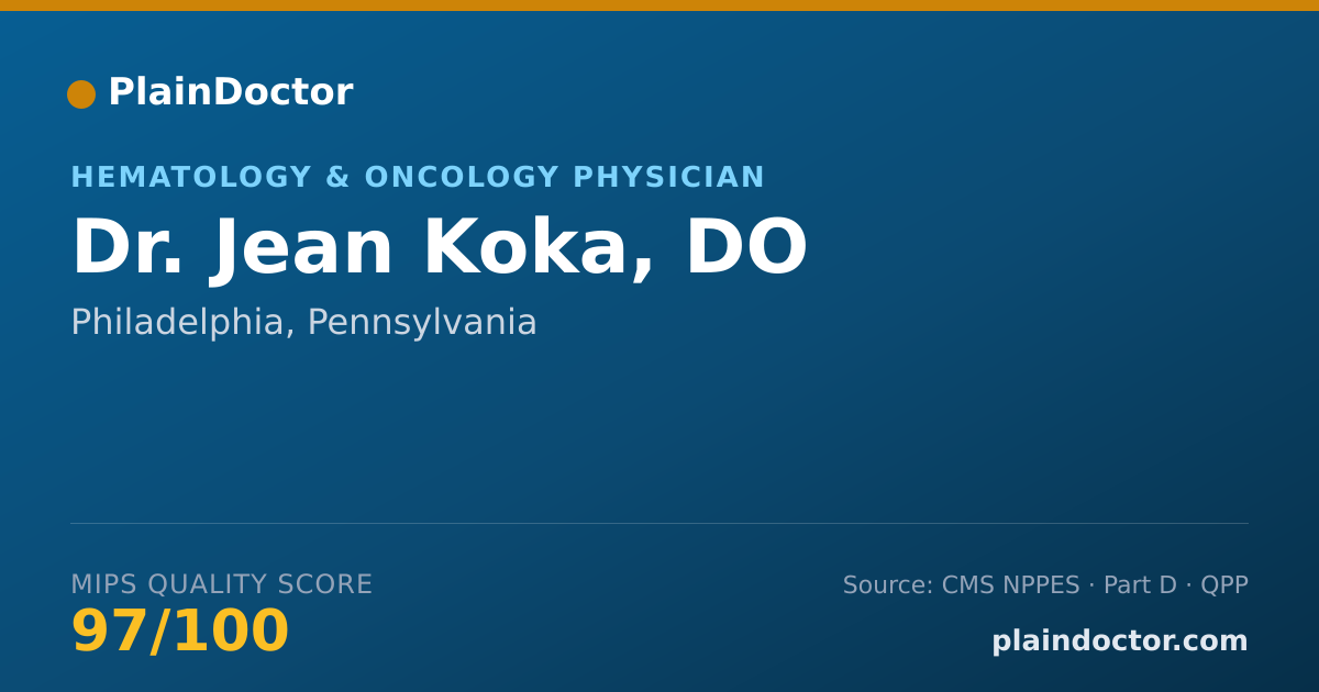 Shareable card for Jean Koka, DO - Hematology & Oncology Physician, Philadelphia, PA