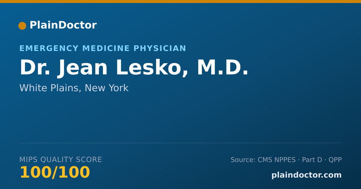 Shareable card for Jean Lesko, M.D. - Emergency Medicine Physician, White Plains, NY