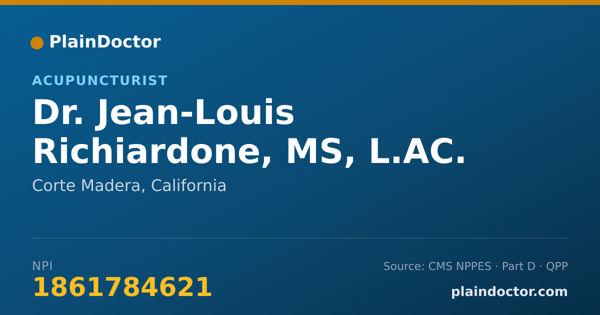 Shareable card for Jean-Louis Richiardone, MS, L.AC. - Acupuncturist, Corte Madera, CA