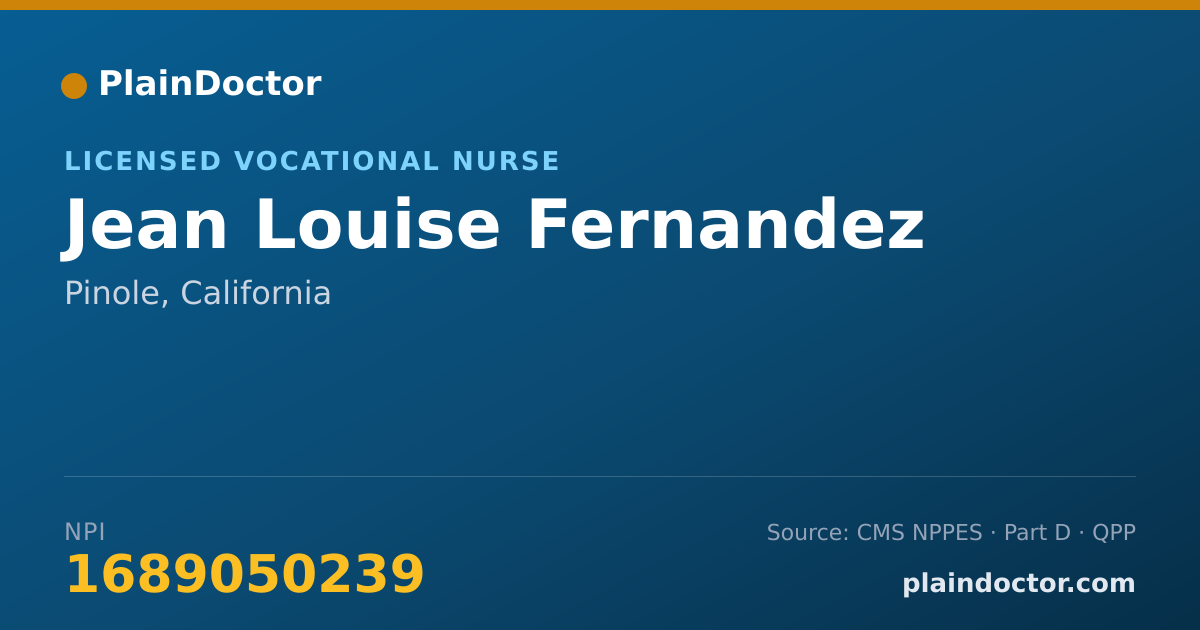 Shareable card for Jean Louise Fernandez - Licensed Vocational Nurse, Pinole, CA