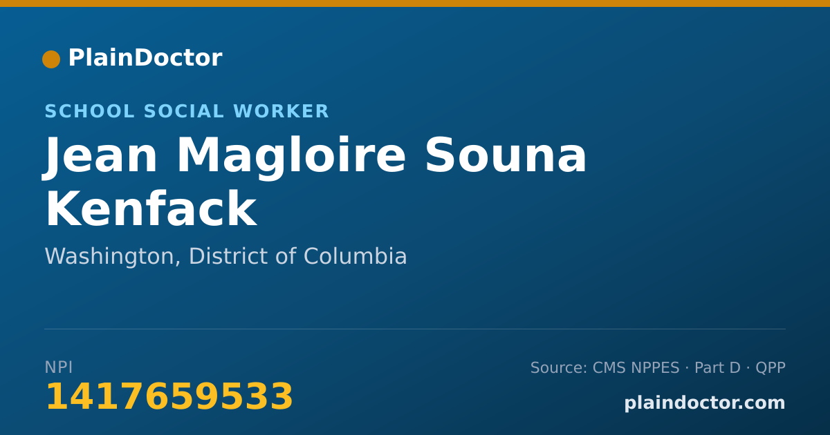 Shareable card for Jean Magloire Souna Kenfack - School Social Worker, Washington, DC