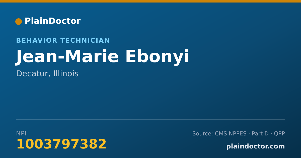 Shareable card for Jean-Marie Ebonyi - Behavior Technician, Decatur, IL