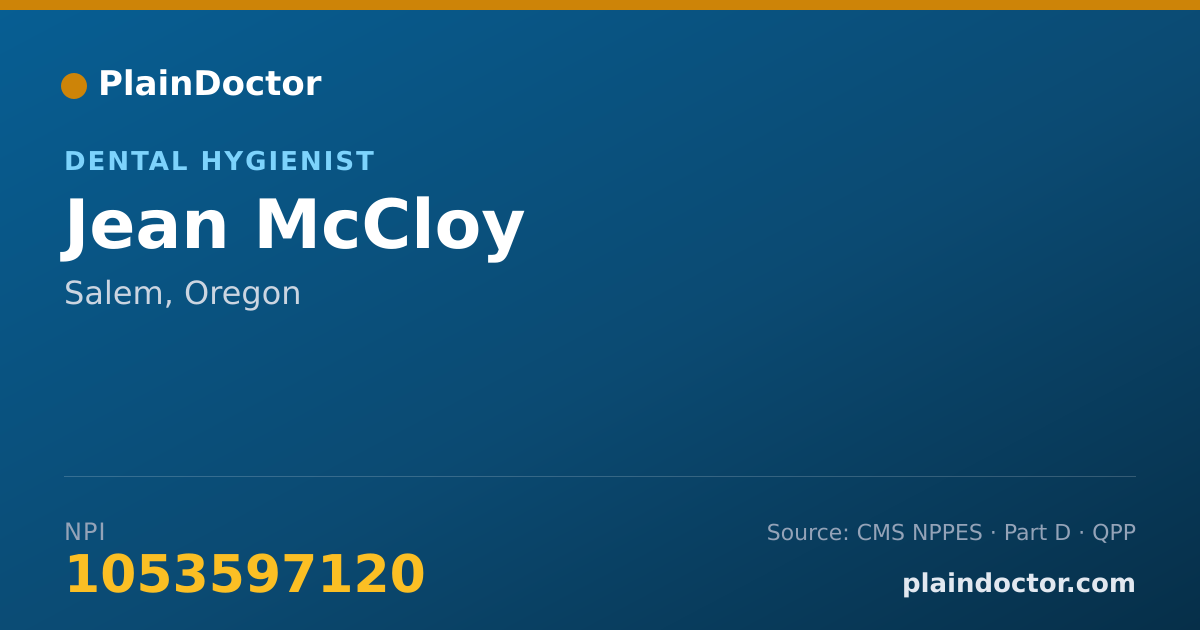 Shareable card for Jean McCloy - Dental Hygienist, Salem, OR