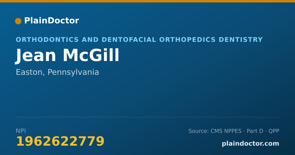 Shareable card for Jean McGill - Orthodontics and Dentofacial Orthopedics Dentistry, Easton, PA