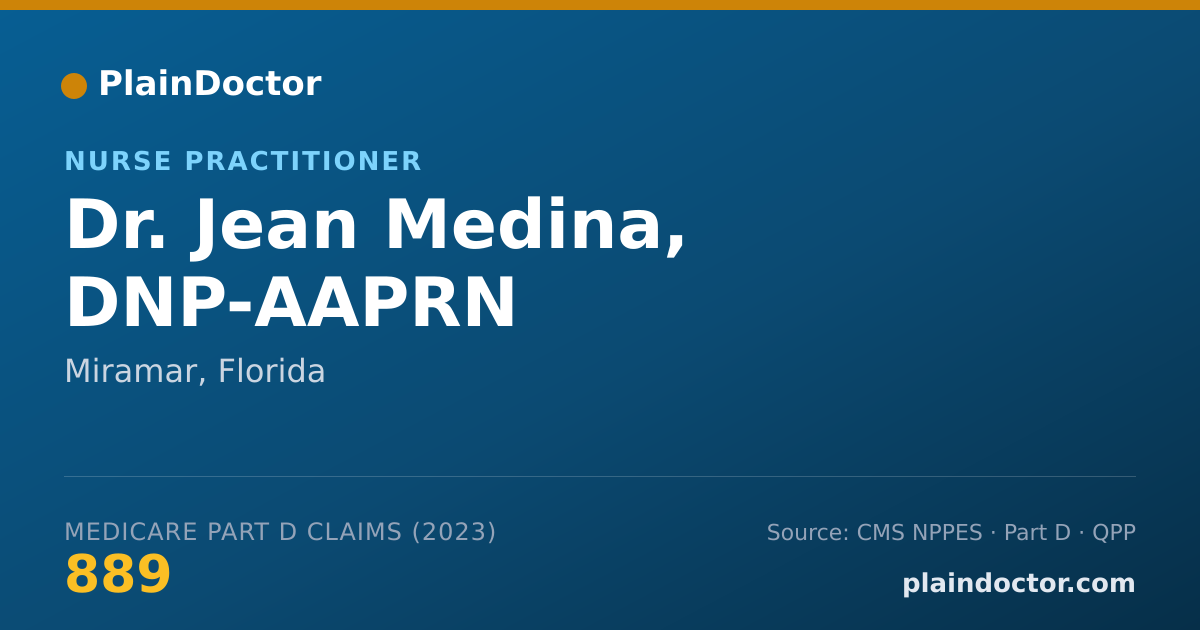 Shareable card for Jean Medina, DNP-AAPRN - Nurse Practitioner, Miramar, FL