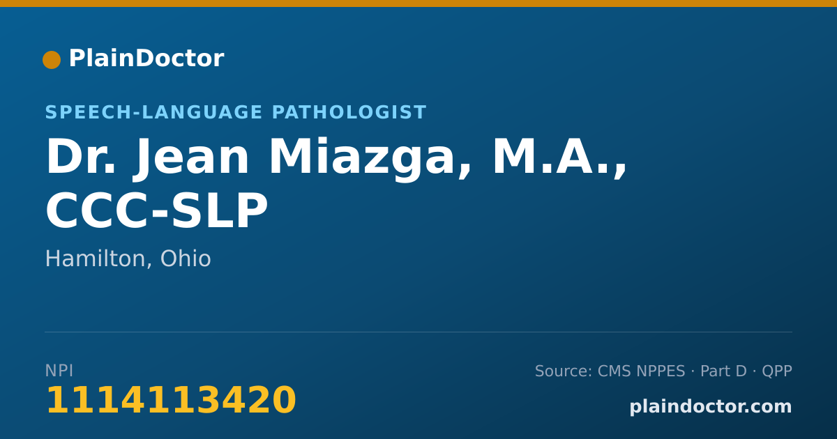Shareable card for Jean Miazga, M.A., CCC-SLP - Speech-Language Pathologist, Hamilton, OH
