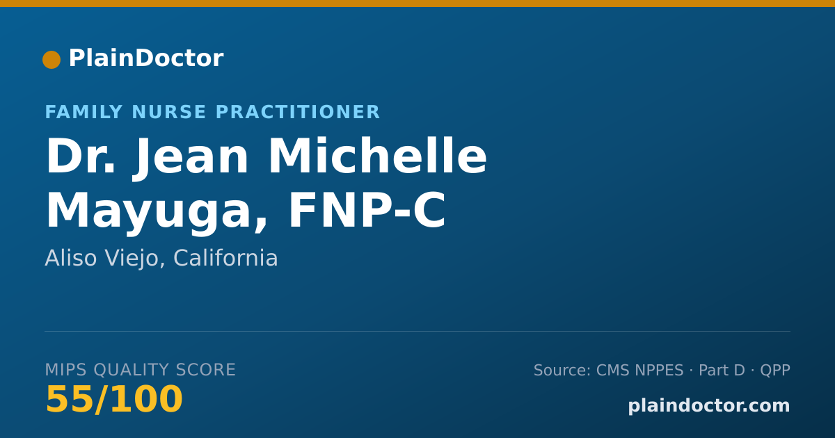 Shareable card for Jean Michelle Mayuga, FNP-C - Family Nurse Practitioner, Aliso Viejo, CA