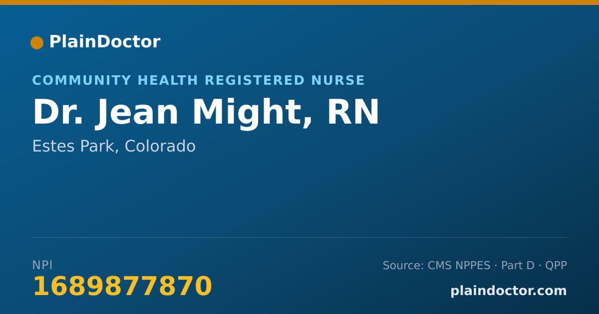 Shareable card for Jean Might, RN - Community Health Registered Nurse, Estes Park, CO