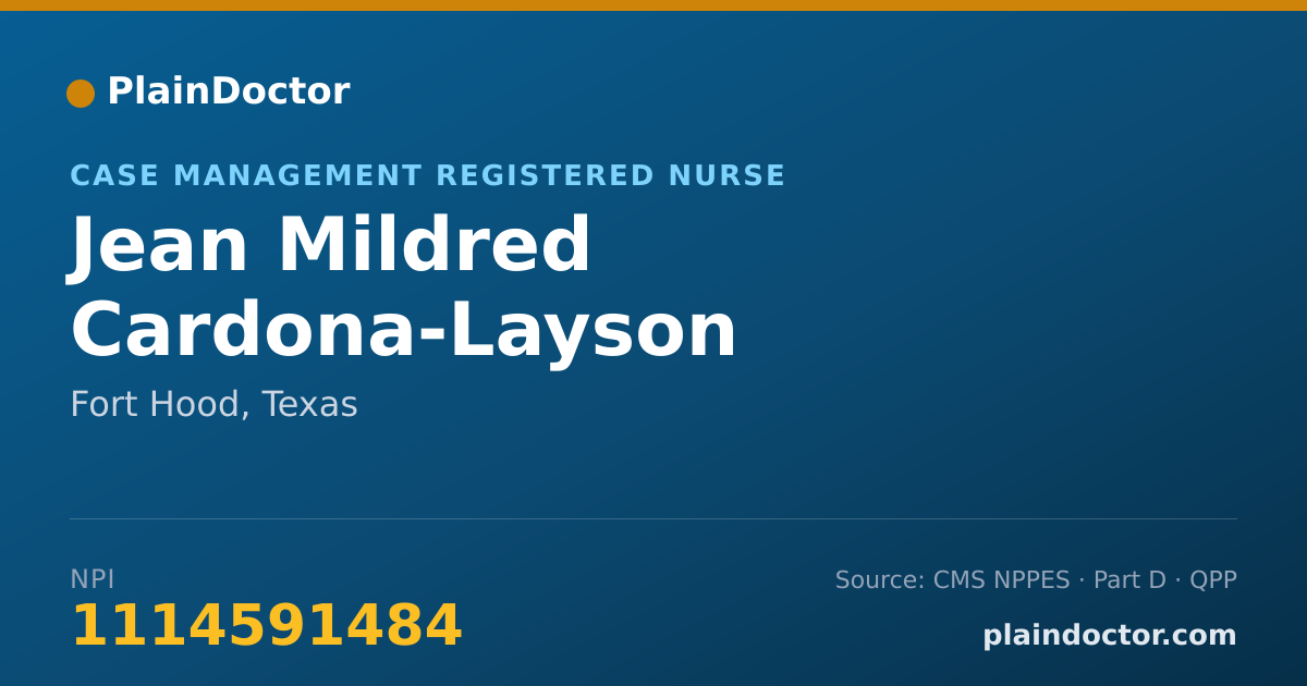 Shareable card for Jean Mildred Cardona-Layson - Case Management Registered Nurse, Fort Hood, TX