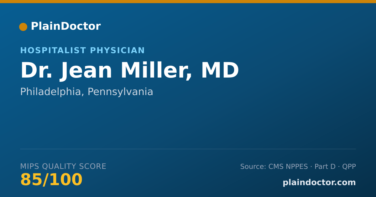 Shareable card for Jean Miller, MD - Hospitalist Physician, Philadelphia, PA
