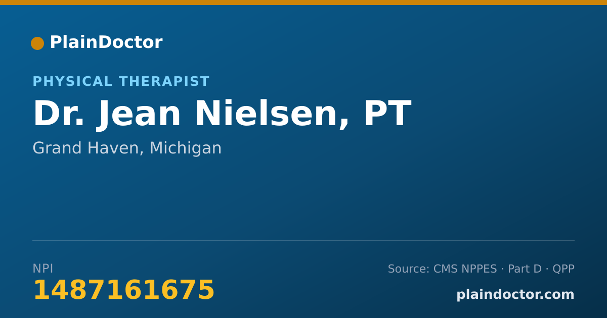 Shareable card for Jean Nielsen, PT - Physical Therapist, Grand Haven, MI
