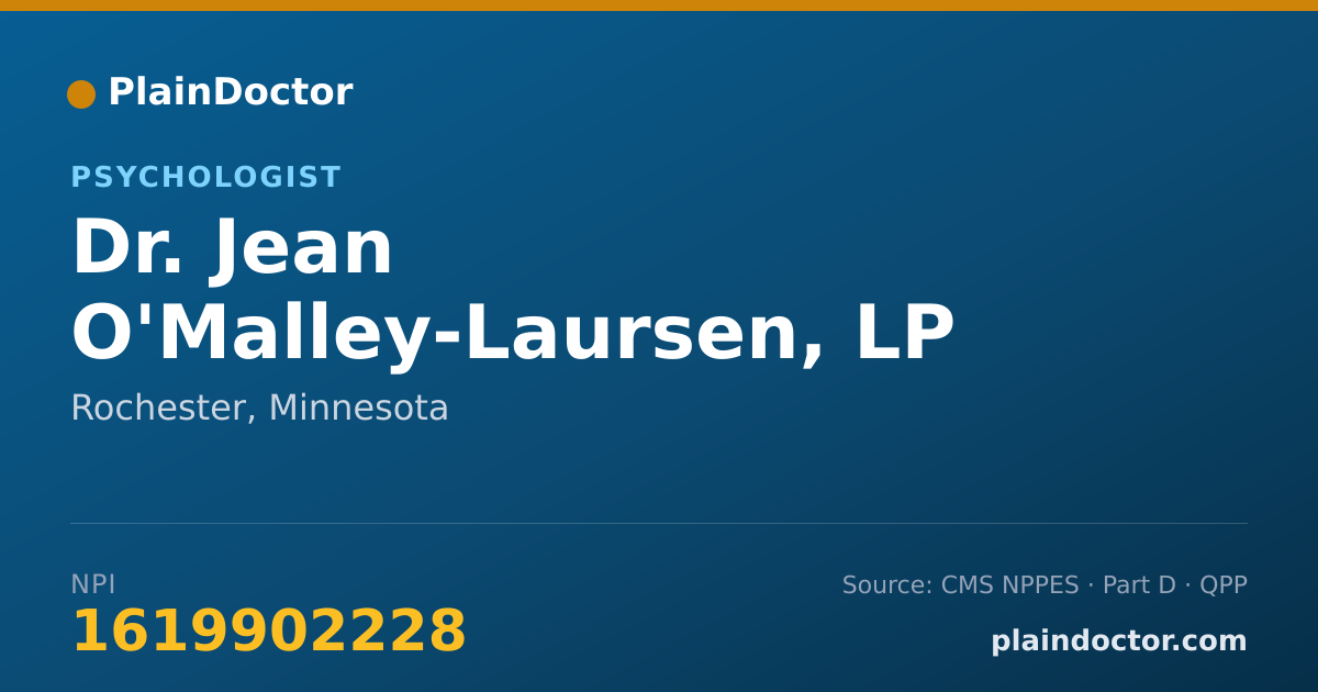 Shareable card for Jean O'Malley-Laursen, LP - Psychologist, Rochester, MN