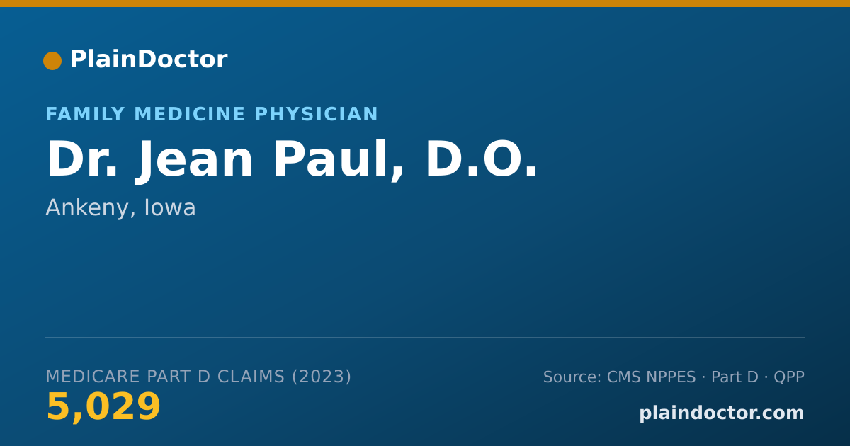 Shareable card for Jean Paul, D.O. - Family Medicine Physician, Ankeny, IA