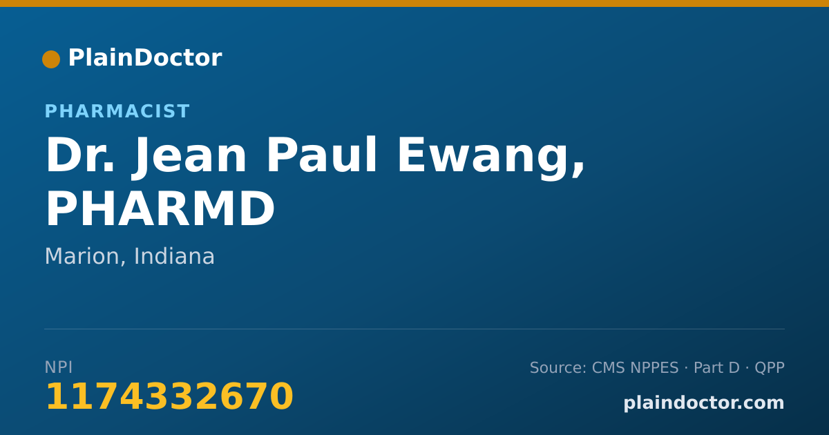 Shareable card for Jean Paul Ewang, PHARMD - Pharmacist, Marion, IN