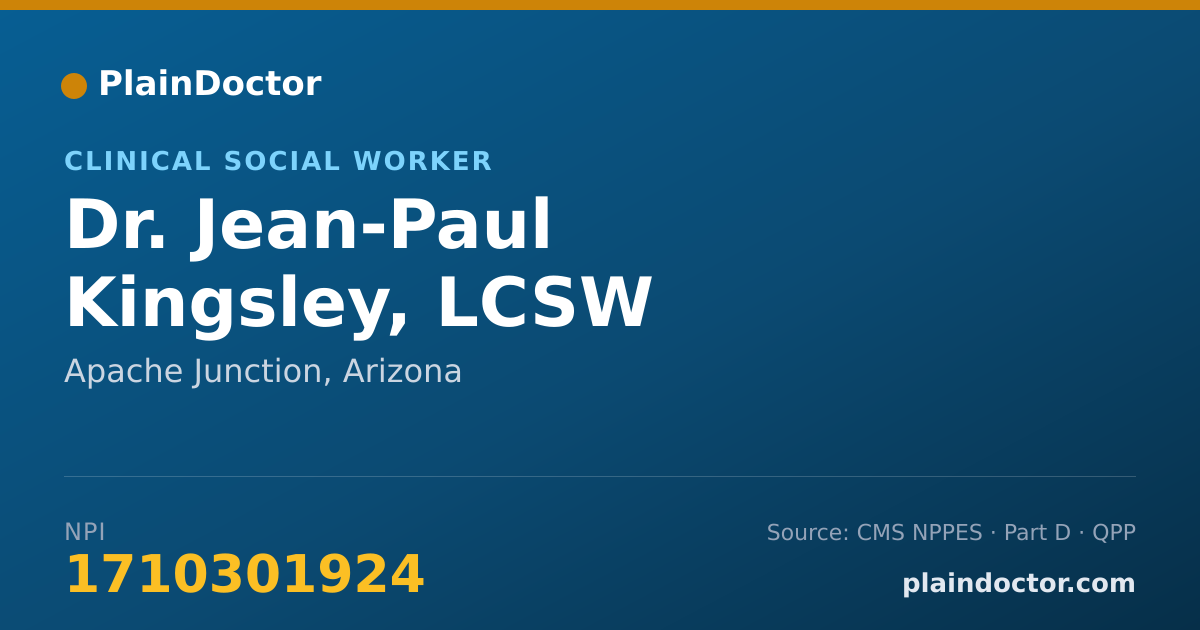 Shareable card for Jean-Paul Kingsley, LCSW - Clinical Social Worker, Apache Junction, AZ