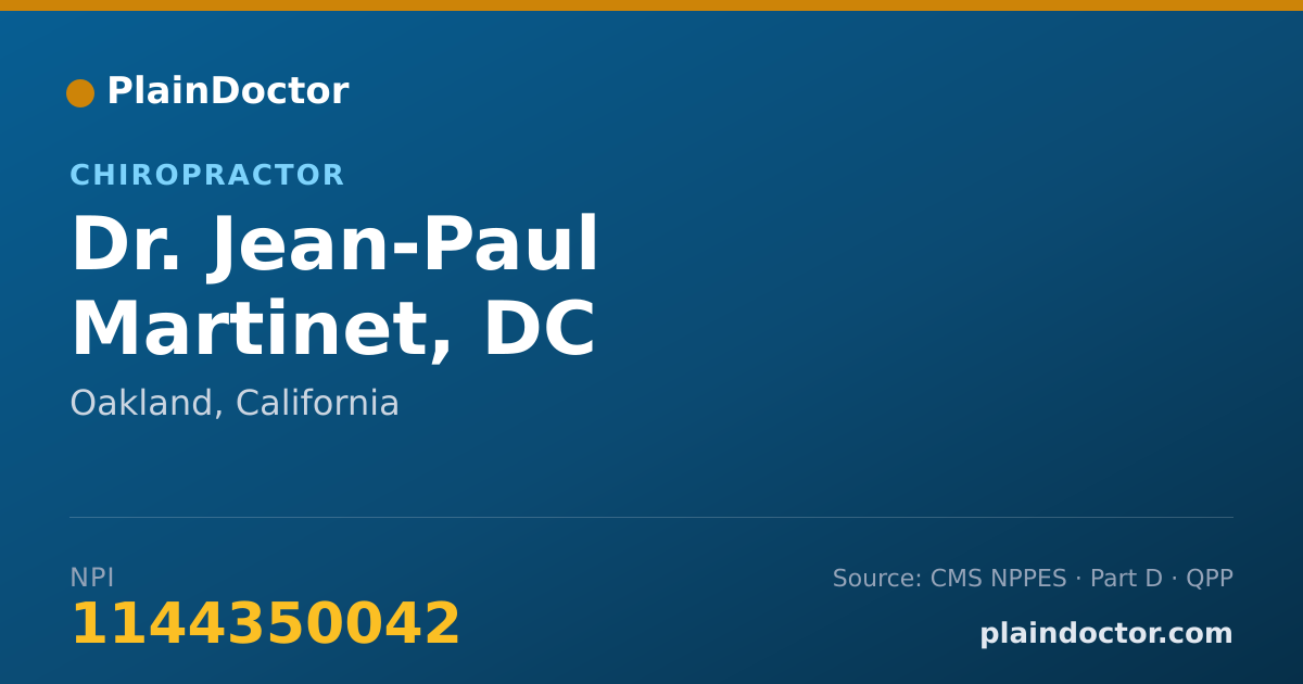 Shareable card for Jean-Paul Martinet, DC - Chiropractor, Oakland, CA