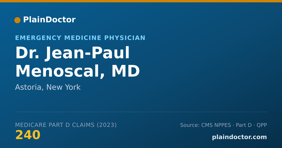 Shareable card for Jean-Paul Menoscal, MD - Emergency Medicine Physician, Astoria, NY