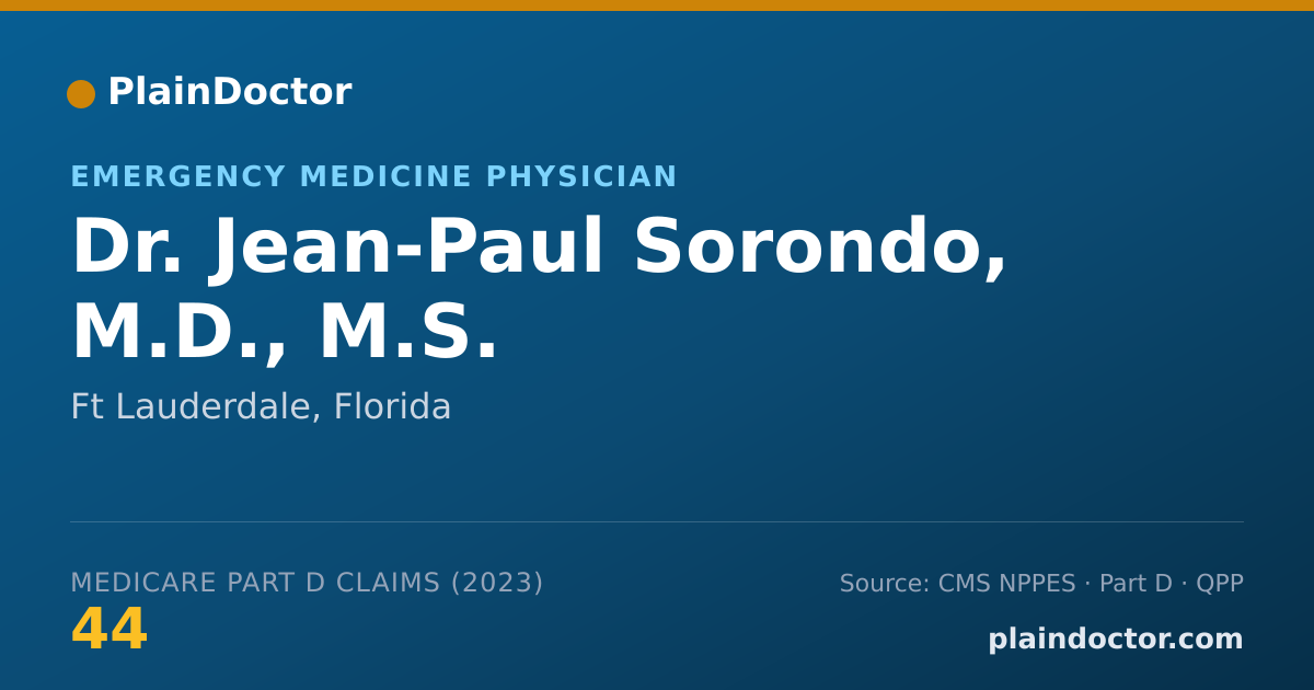 Shareable card for Jean-Paul Sorondo, M.D., M.S. - Emergency Medicine Physician, Ft Lauderdale, FL