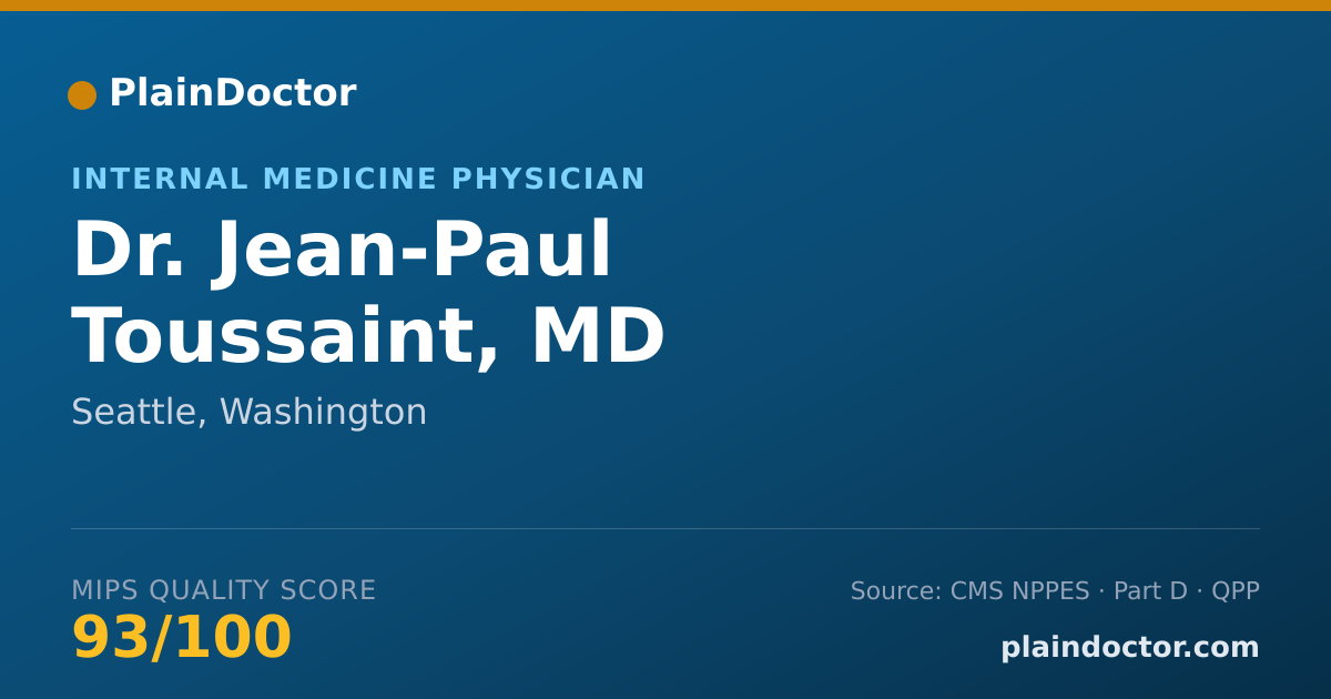 Shareable card for Jean-Paul Toussaint, MD - Internal Medicine Physician, Seattle, WA