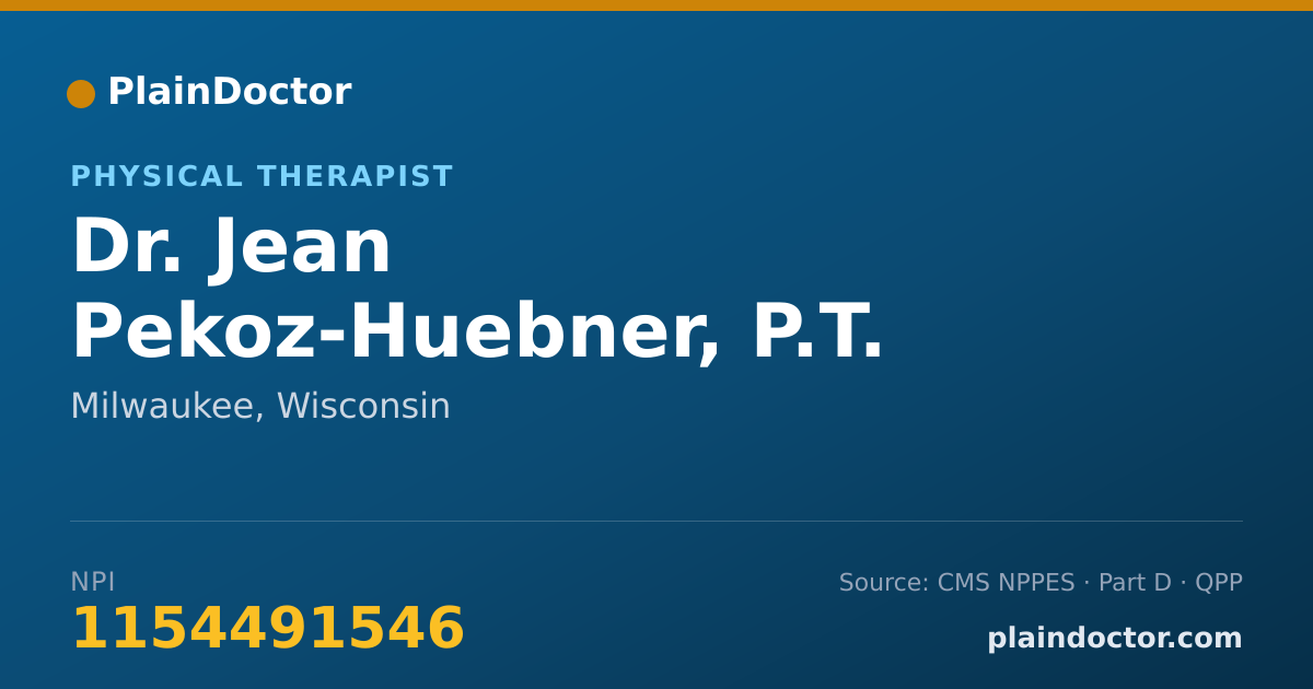 Shareable card for Jean Pekoz-Huebner, P.T. - Physical Therapist, Milwaukee, WI