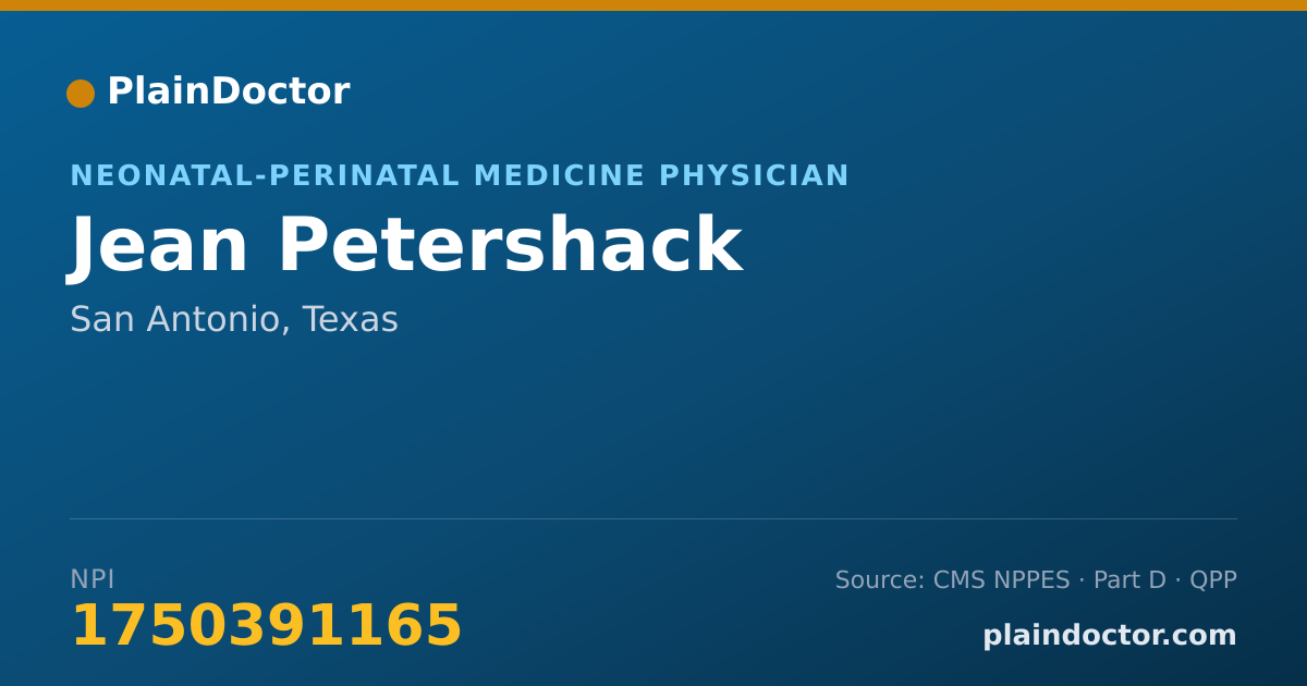 Shareable card for Jean Petershack - Neonatal-Perinatal Medicine Physician, San Antonio, TX