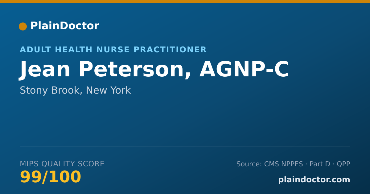 Shareable card for Jean Peterson, AGNP-C - Adult Health Nurse Practitioner, Stony Brook, NY