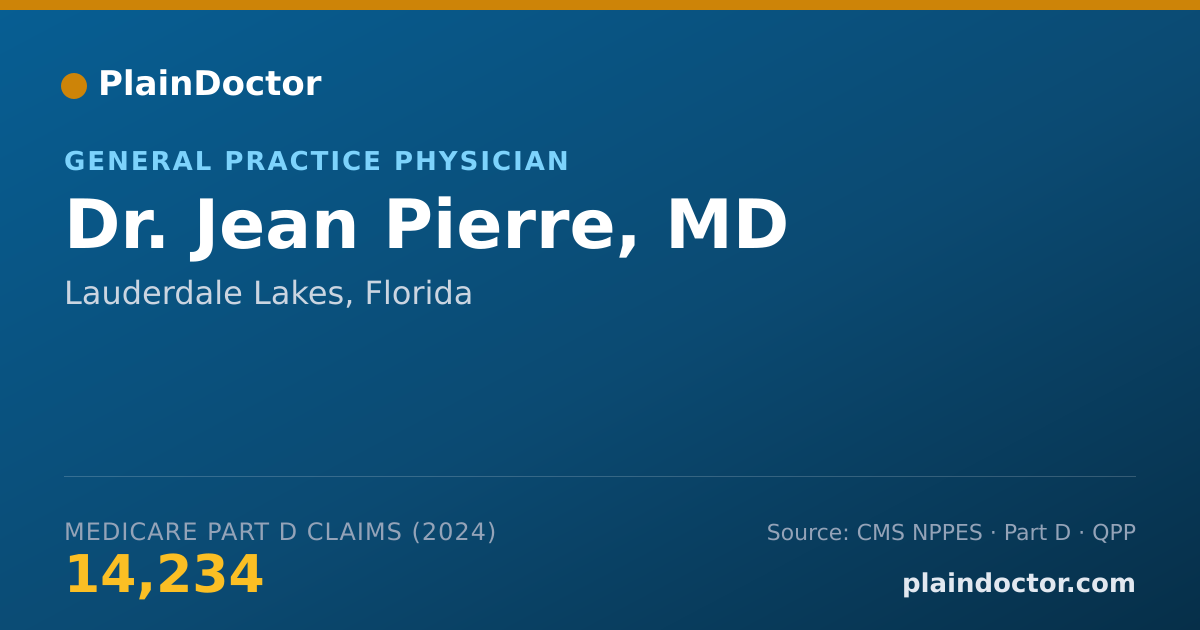 Shareable card for Jean Pierre, MD - General Practice Physician, Lauderdale Lakes, FL