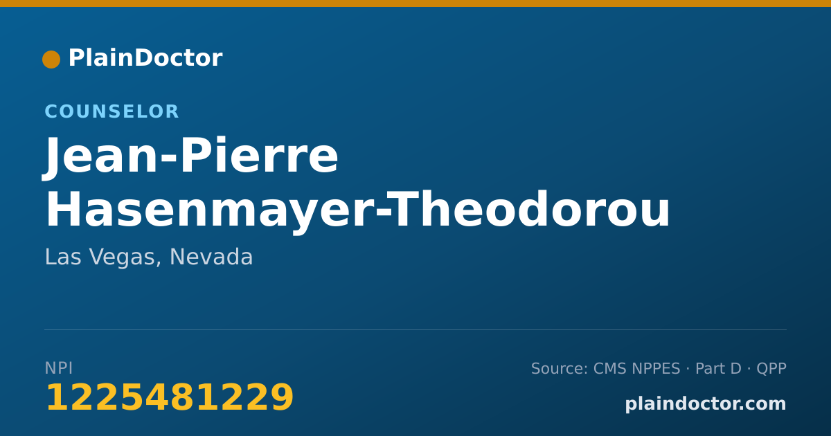 Shareable card for Jean-Pierre Hasenmayer-Theodorou - Counselor, Las Vegas, NV