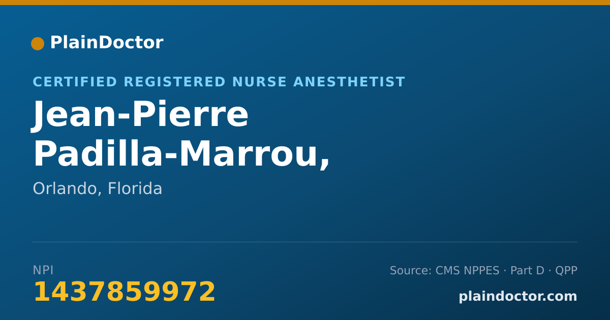 Shareable card for Jean-Pierre Padilla-Marrou, DNP-CRNA - Certified Registered Nurse Anesthetist, Orlando, FL