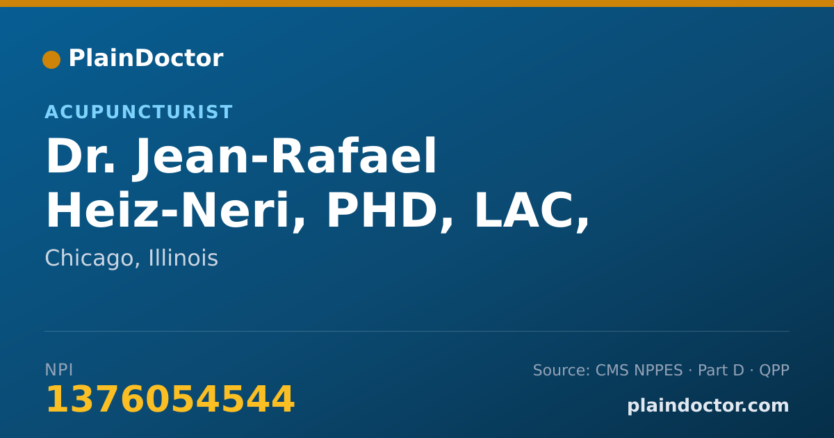 Shareable card for Jean-Rafael Heiz-Neri, PHD, LAC, MSOM, BS - Acupuncturist, Chicago, IL