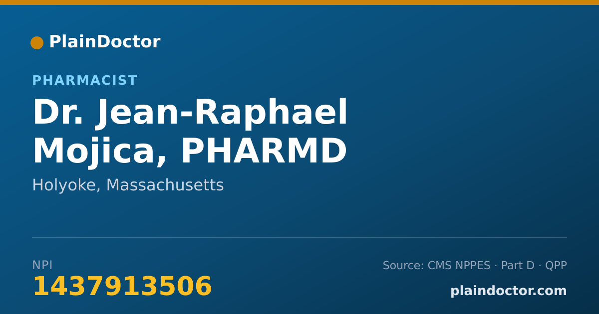Shareable card for Jean-Raphael Mojica, PHARMD - Pharmacist, Holyoke, MA