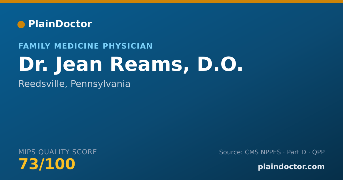 Shareable card for Jean Reams, D.O. - Family Medicine Physician, Reedsville, PA