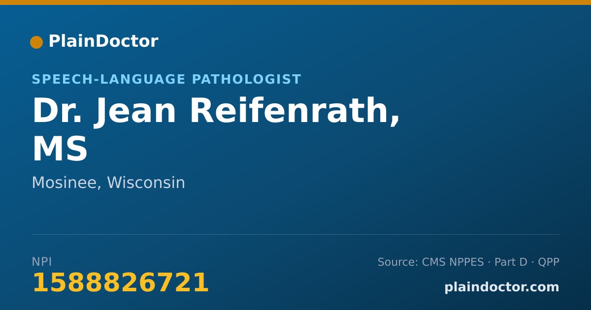 Shareable card for Jean Reifenrath, MS - Speech-Language Pathologist, Mosinee, WI