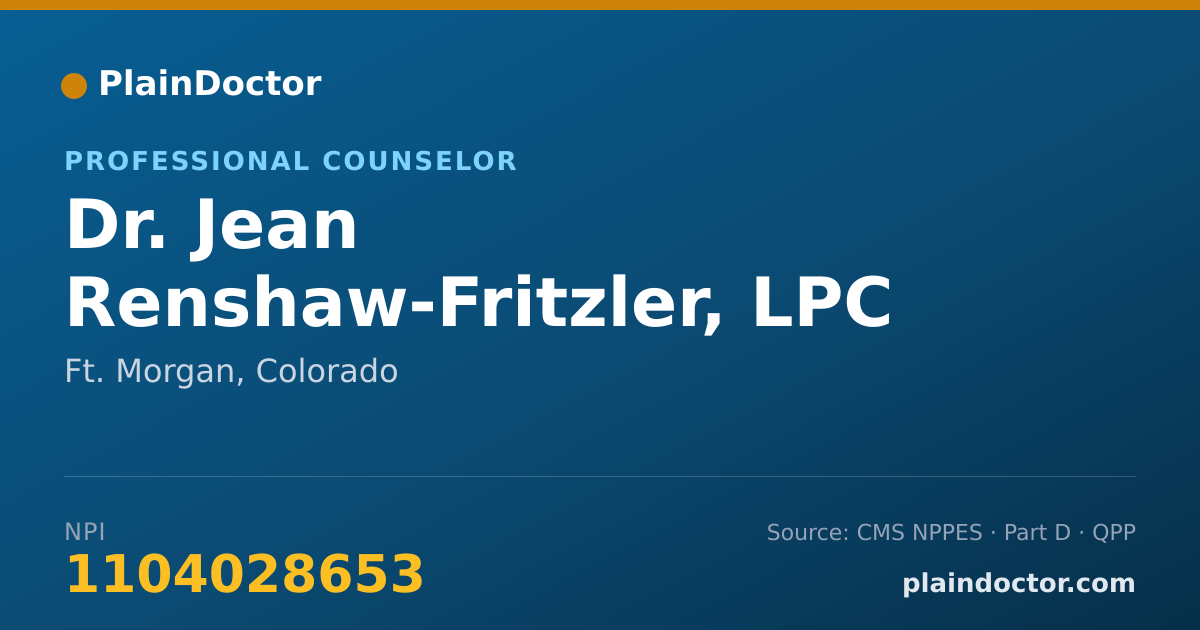 Shareable card for Jean Renshaw-Fritzler, LPC - Professional Counselor, Ft. Morgan, CO