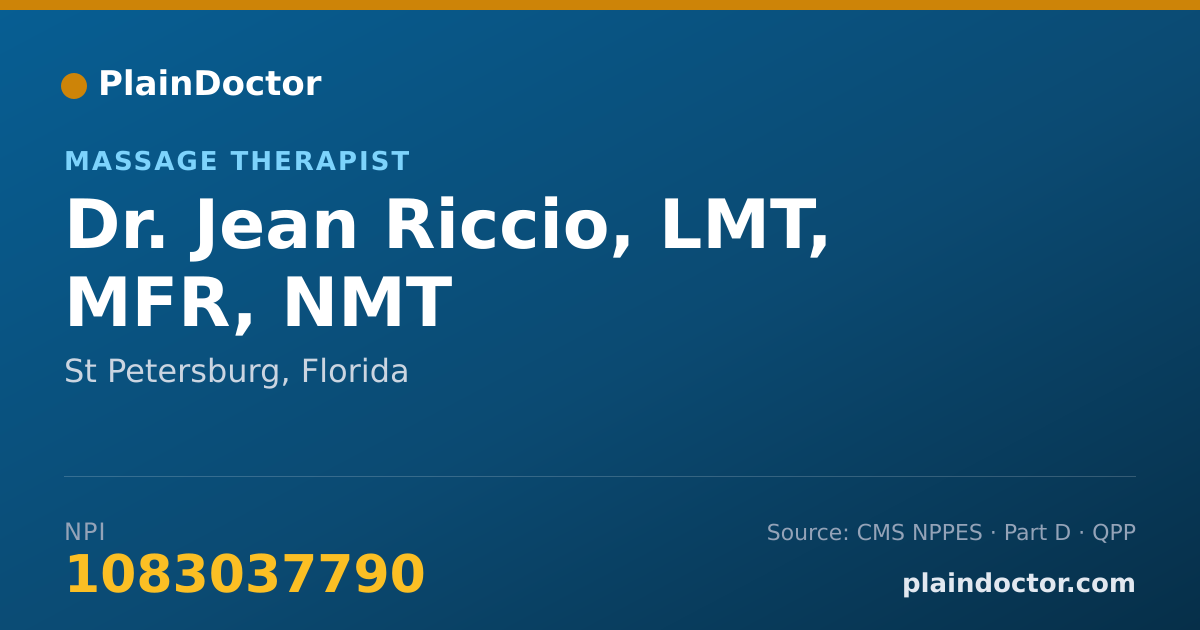 Shareable card for Jean Riccio, LMT, MFR, NMT - Massage Therapist, St Petersburg, FL