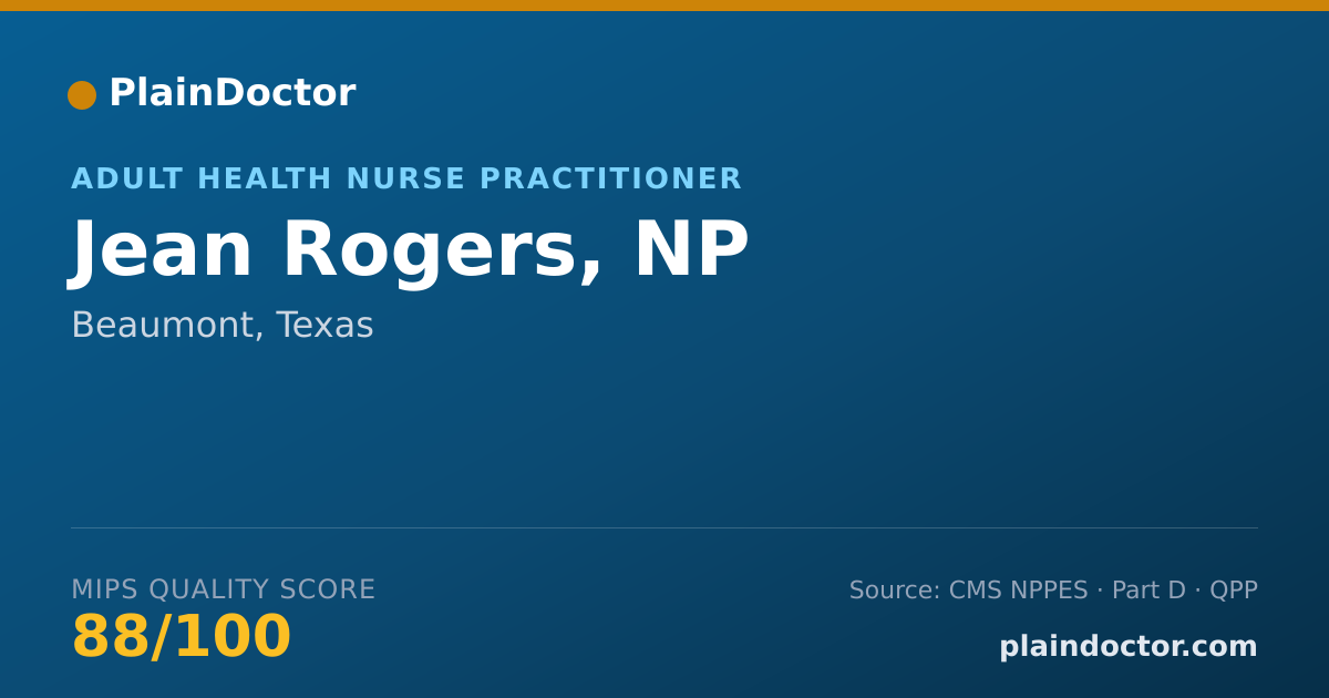 Shareable card for Jean Rogers, NP - Adult Health Nurse Practitioner, Beaumont, TX