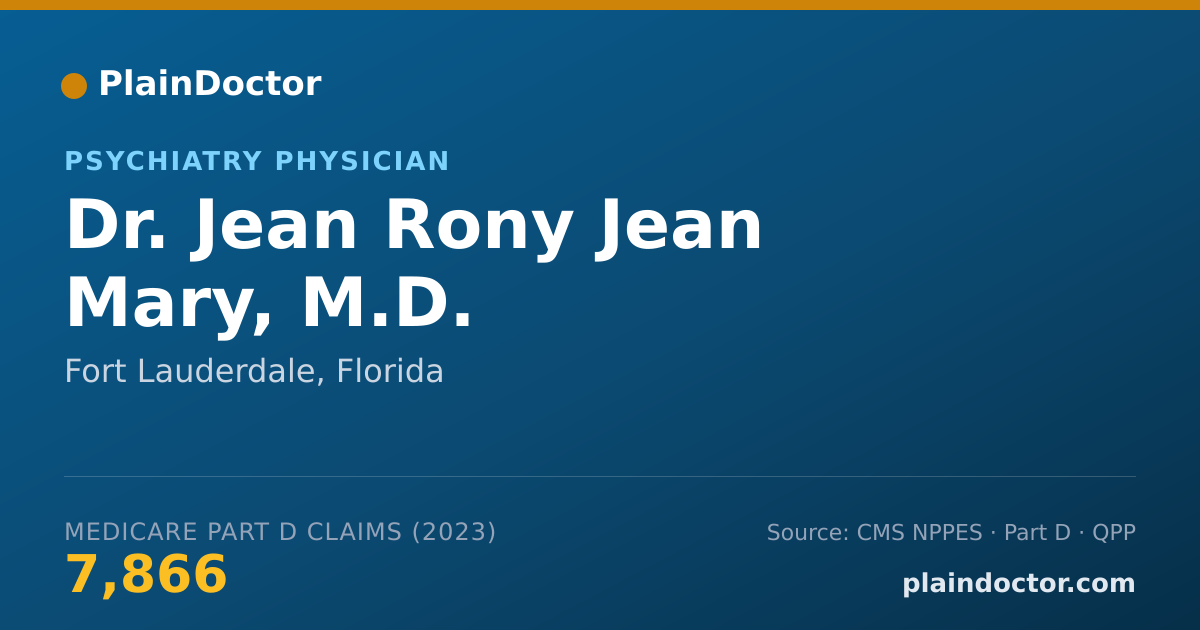 Shareable card for Jean Rony Jean Mary, M.D. - Psychiatry Physician, Fort Lauderdale, FL