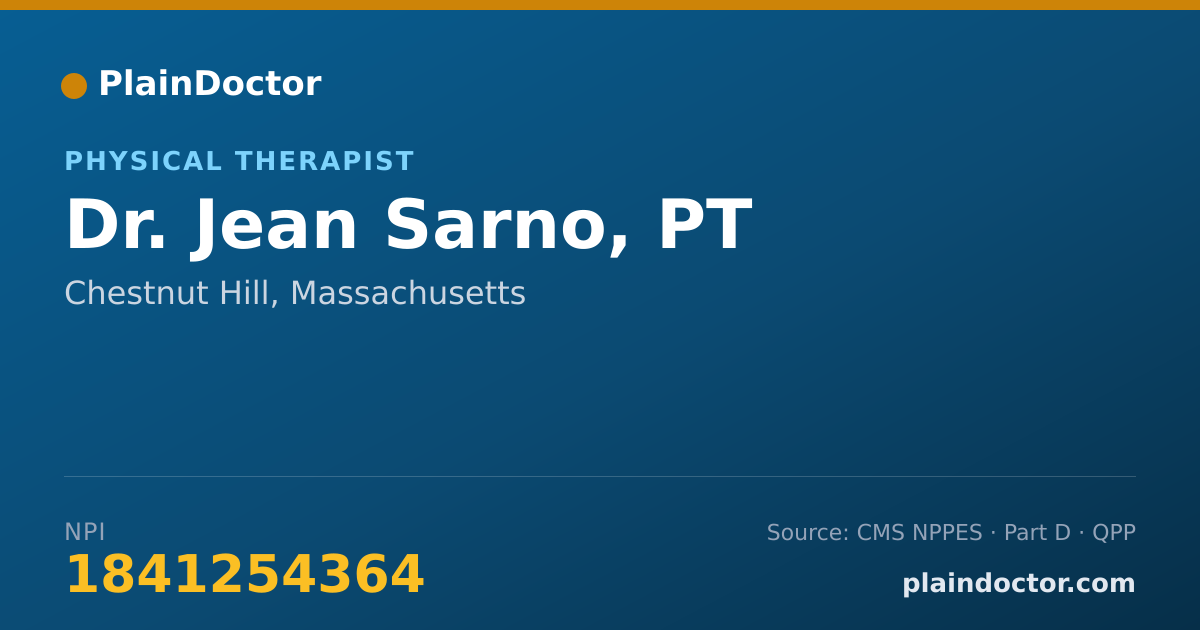 Shareable card for Jean Sarno, PT - Physical Therapist, Chestnut Hill, MA
