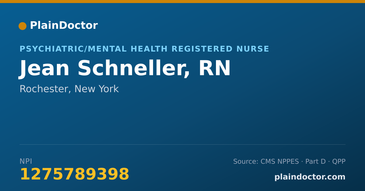 Shareable card for Jean Schneller, RN - Psychiatric/Mental Health Registered Nurse, Rochester, NY