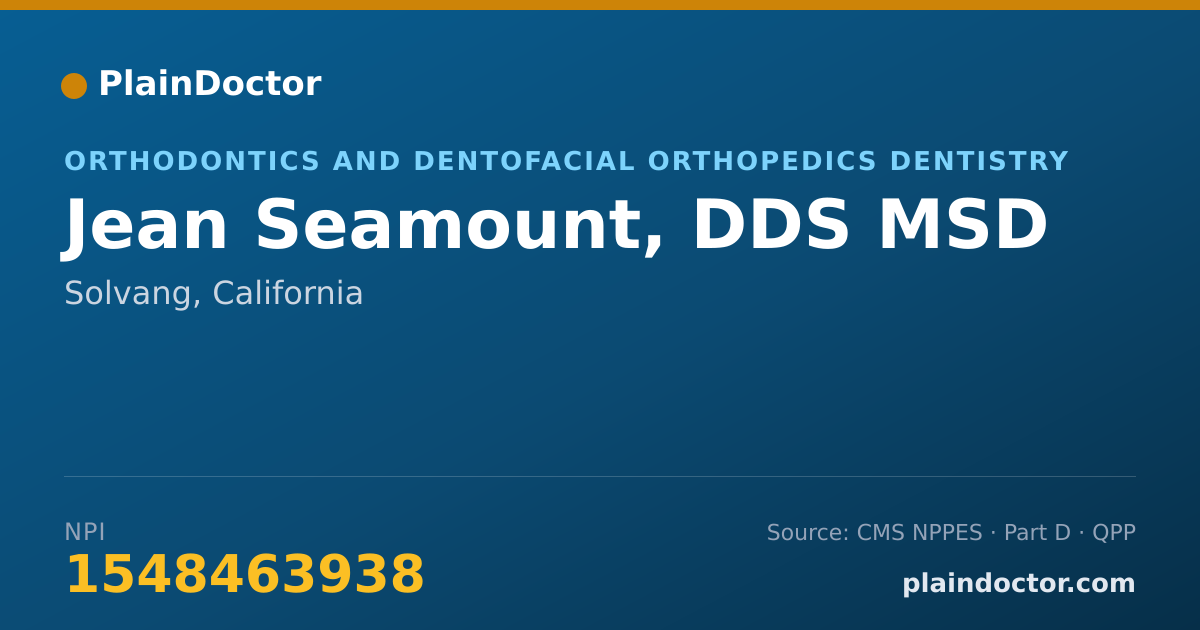 Shareable card for Jean Seamount, DDS MSD - Orthodontics and Dentofacial Orthopedics Dentistry, Solvang, CA