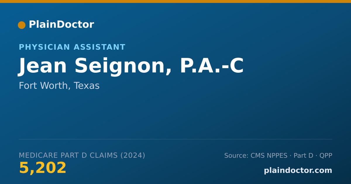 Shareable card for Jean Seignon, P.A.-C - Physician Assistant, Fort Worth, TX
