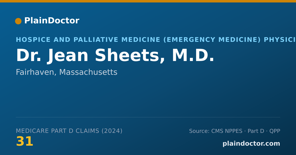 Shareable card for Jean Sheets, M.D. - Hospice and Palliative Medicine (Emergency Medicine) Physician, Fairhaven, MA