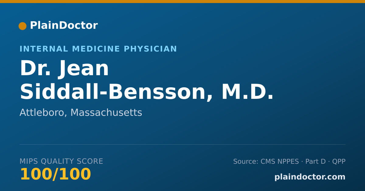 Shareable card for Jean Siddall-Bensson, M.D. - Internal Medicine Physician, Attleboro, MA