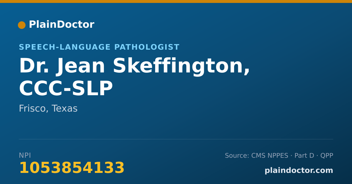 Shareable card for Jean Skeffington, CCC-SLP - Speech-Language Pathologist, Frisco, TX