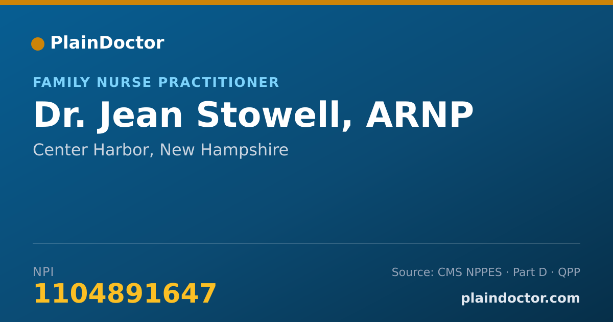 Shareable card for Jean Stowell, ARNP - Family Nurse Practitioner, Center Harbor, NH