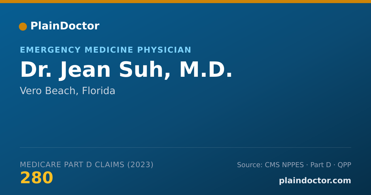 Shareable card for Jean Suh, M.D. - Emergency Medicine Physician, Vero Beach, FL