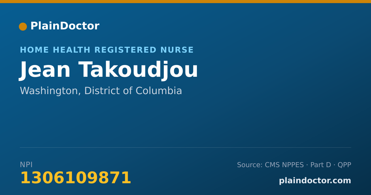 Shareable card for Jean Takoudjou - Home Health Registered Nurse, Washington, DC