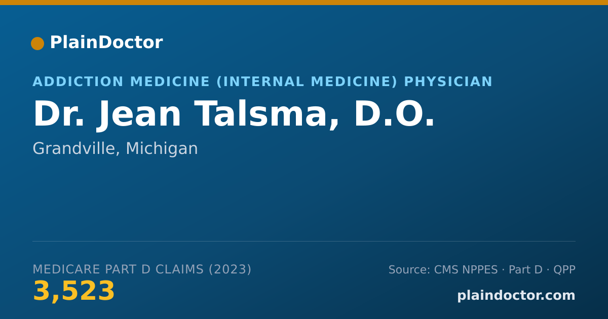 Shareable card for Jean Talsma, D.O. - Addiction Medicine (Internal Medicine) Physician, Grandville, MI